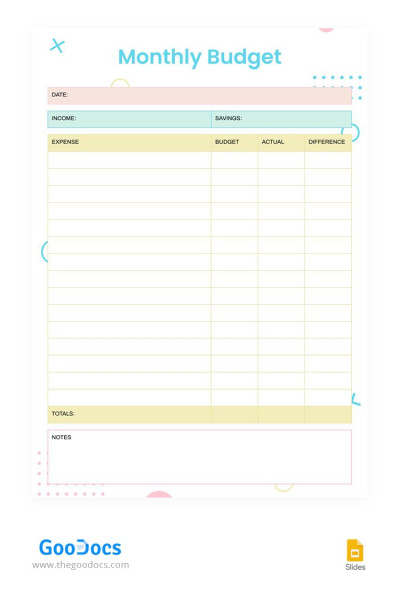 Bright Printable Monthly Budget - Monthly Budgets
