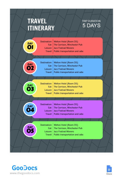 Itinerario perfecto y brillante de viaje. Plantilla