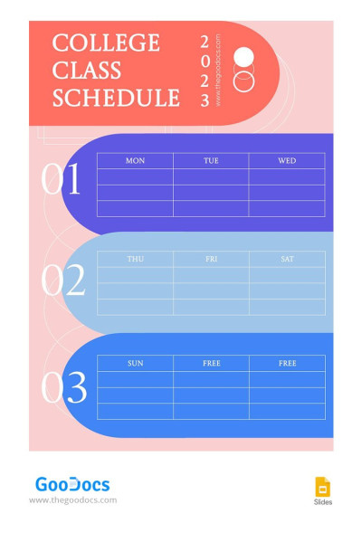 Bright Weekly College Class Schedule Template
