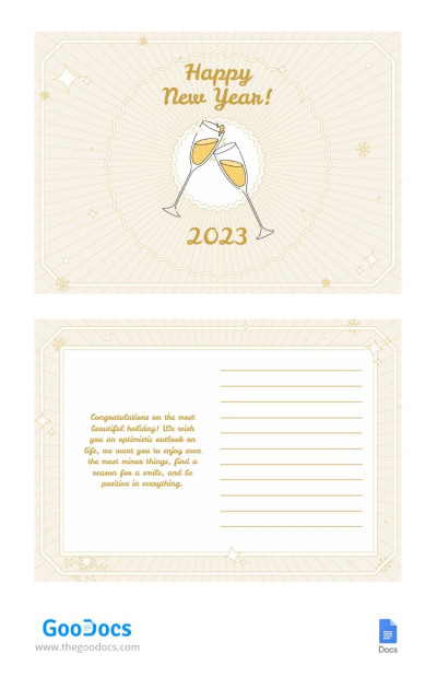 Brillante Carte de vœux du Nouvel An avec Champagne Modèle