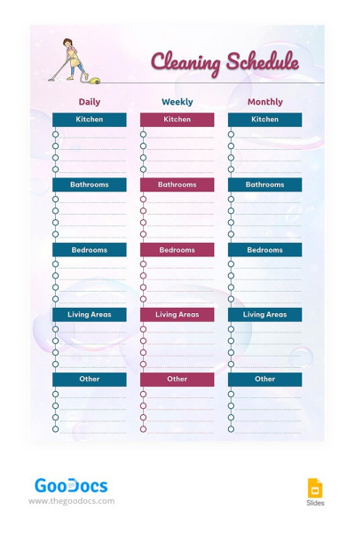 Calendrier de nettoyage des bulles Modèle