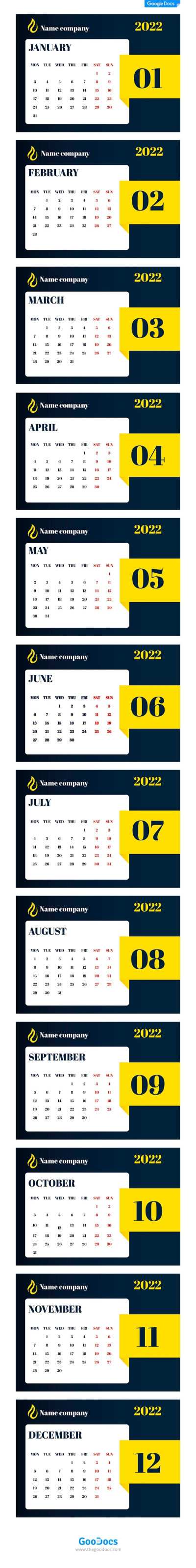 Calendario empresarial sofisticado. Plantilla