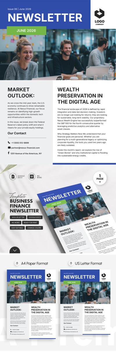 Geschäftsfinanz Newsbriefvorlage Vorlage