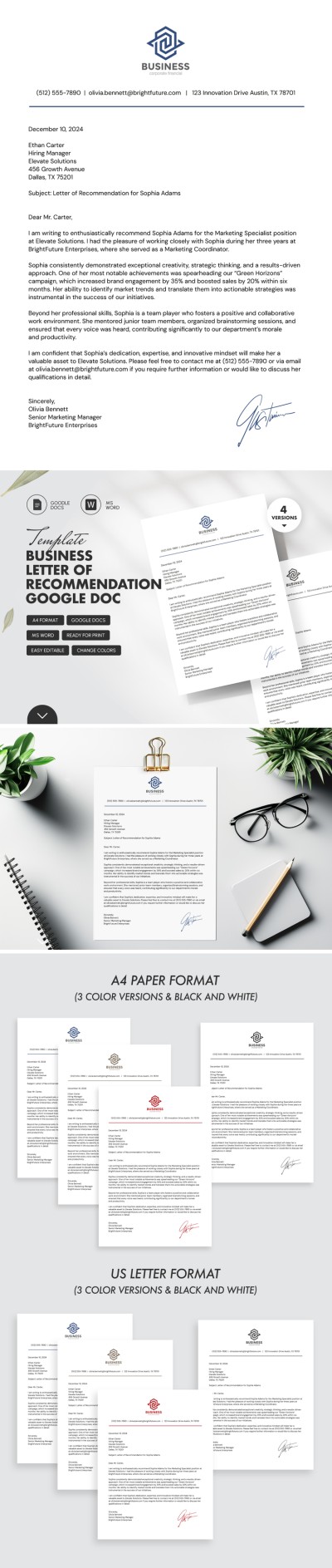 Business Letter of Recommendation Template