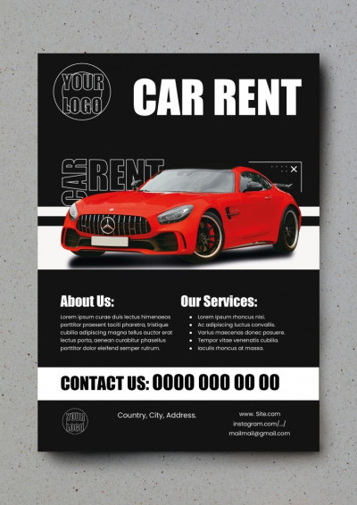 Black Car Rent Flyer Template