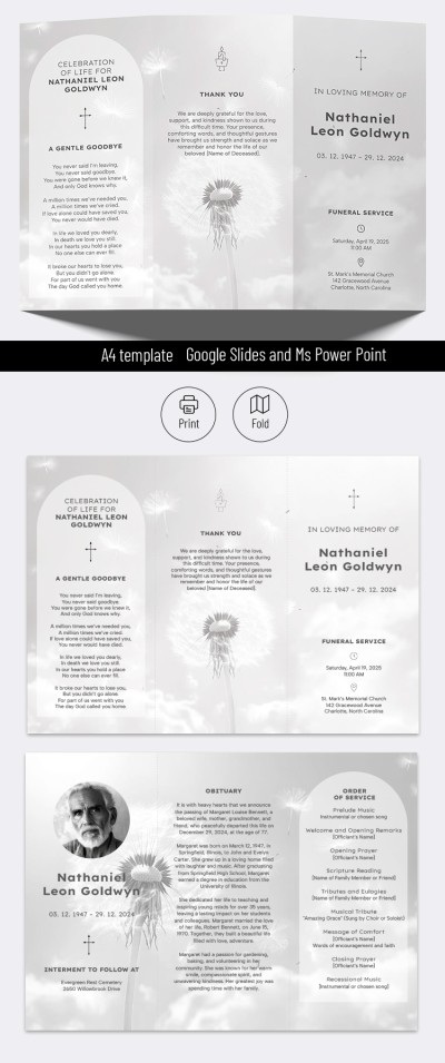 Celebration Of Life Funeral Brochure Template