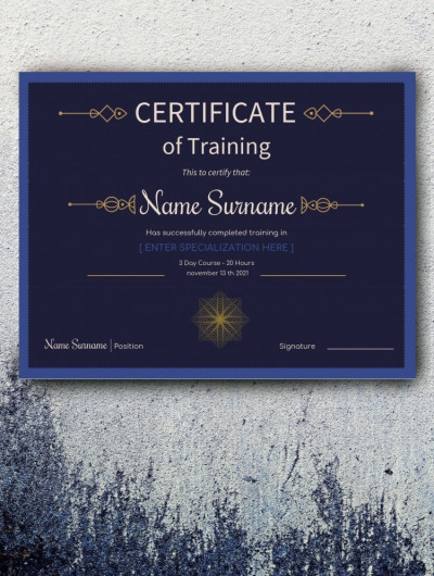 Certificato di formazione Modello