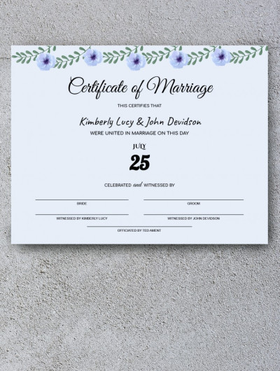 Certificates of Marriage Template