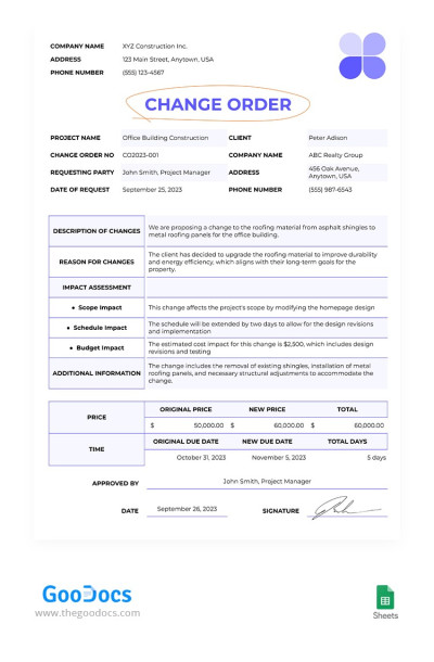 Change Order Template