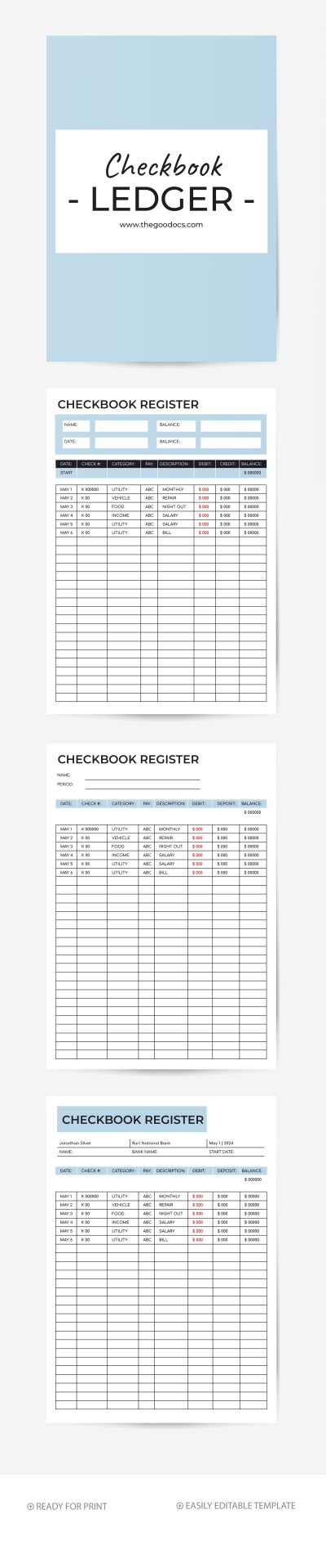 Checkbuch Register Vorlage