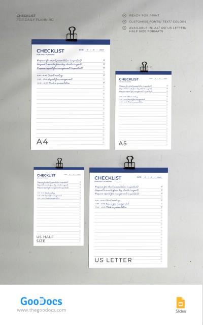 Simple Daily Checklist Plantilla