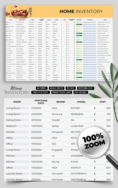 Checklist Home Inventory Template