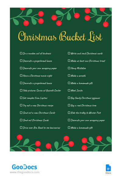 Free Green Christmas List Template In Google Docs