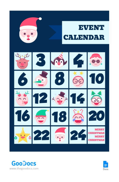 Calendário de Eventos de Natal Modelo