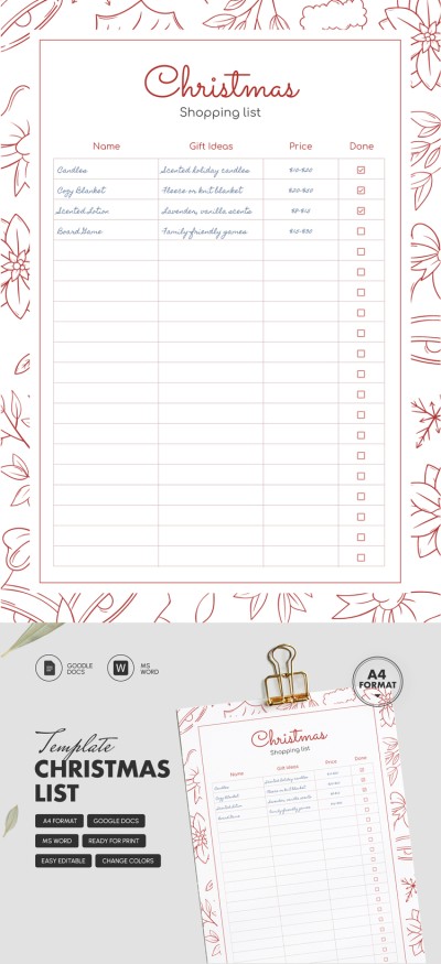 Adorable Christmas List Template