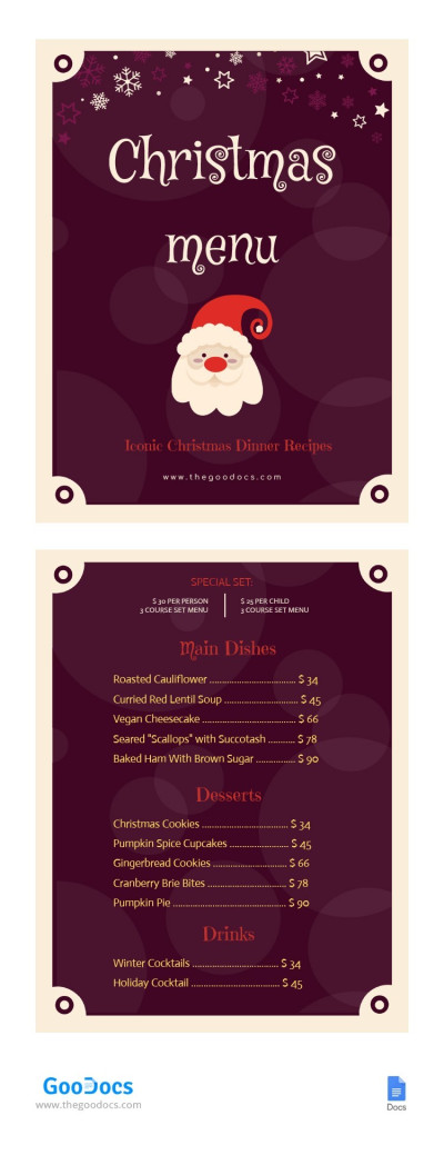 Christmas Menu - Christmas Restaurant menu