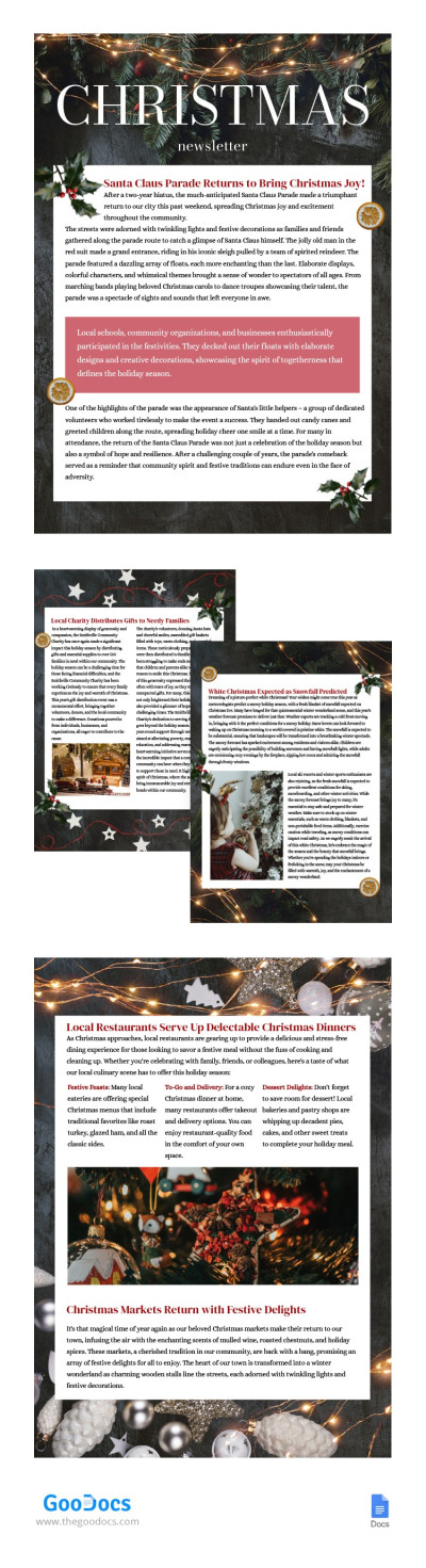Weihnachts-Tannenbaum-Newsletter mit Girlanden Vorlage