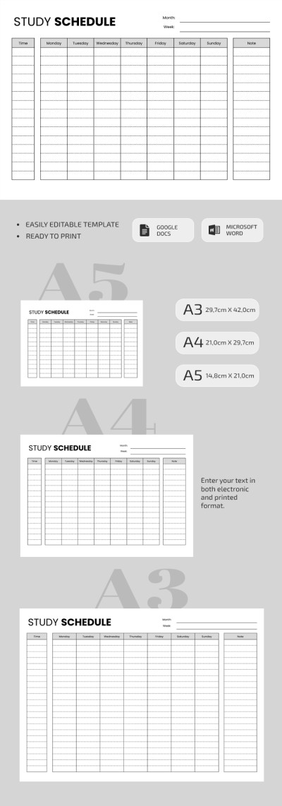 Classic Study Schedule Template In Google Docs