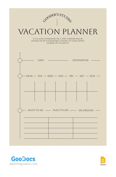 Planificador clásico de vacaciones Plantilla