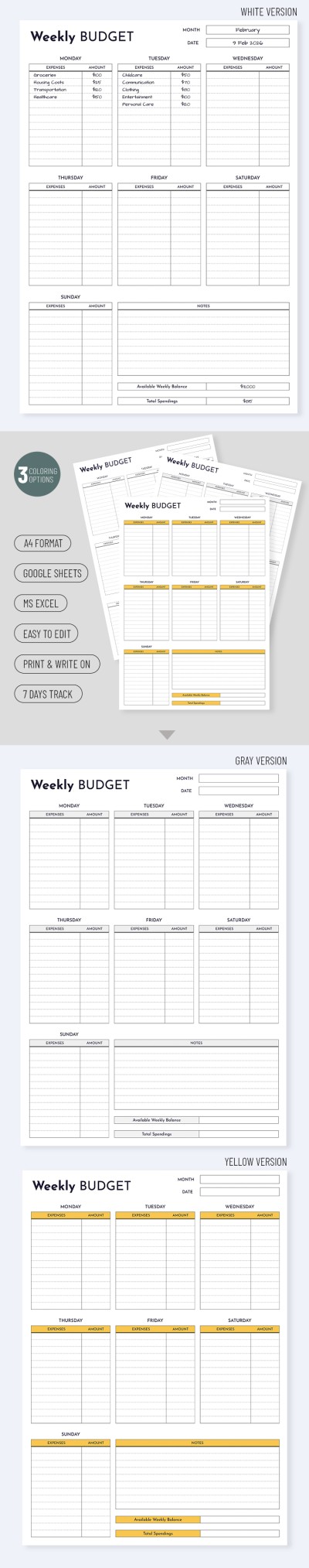 Classic Weekly Budget Template