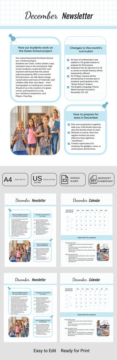 Classroom Newsletter Template – Monthly Teacher-Parent Communication Template