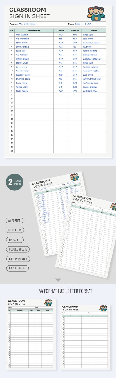 Classroom Sign In Sheet Template