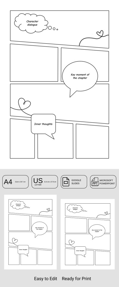 Modello di romanzo grafico in stile aula Modello