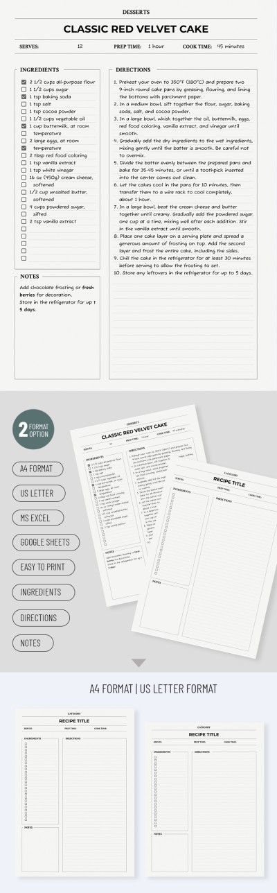 Clean Recipe Card Template