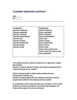 Contrat de service de nettoyage Modèle