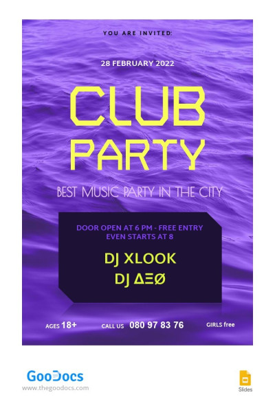 Club Party Invitation Template