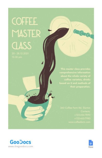 Coffee Master Class Poster - Poster della classe magistrale sul caffè - Poster dei ristoranti