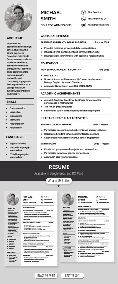 College Admissions Resume Template Template