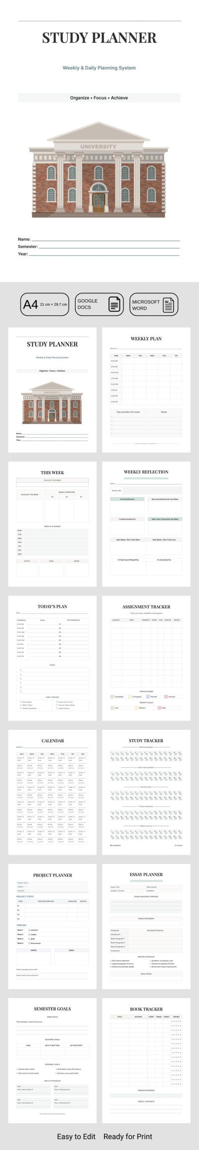 College Student Class Schedule Template Template