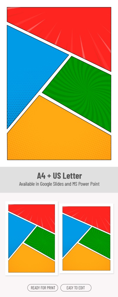 Plantilla de tira cómica de 4 paneles colorida Plantilla
