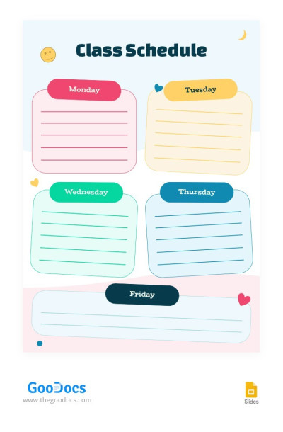 Illustrated Colorful Class Schedule Template