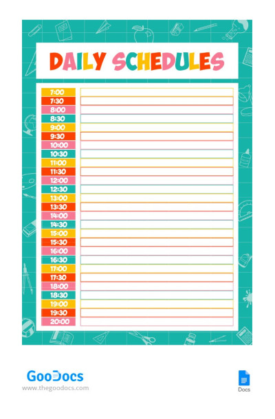 Colorful Daily Schedules Template