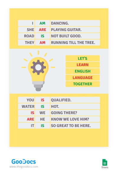 Colorful English Training Sheet Template