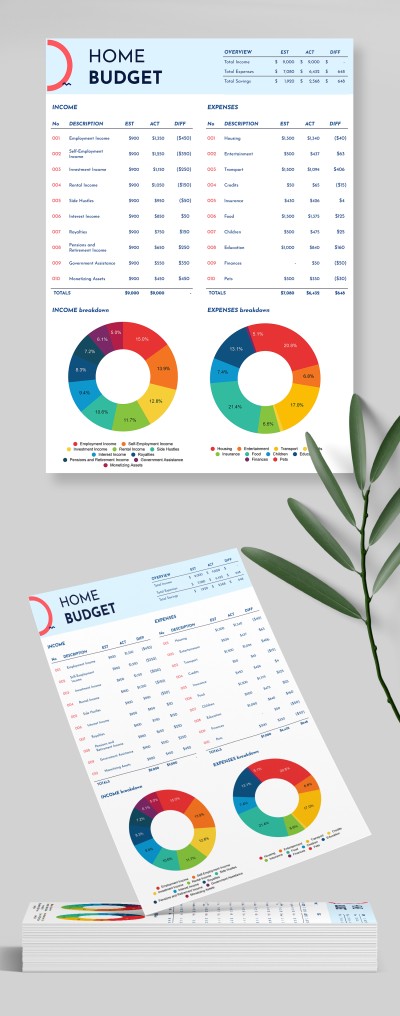 Colorful Home Budget Template