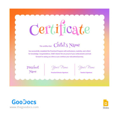 Colorful Preschool Certificate - Preschool Certificates