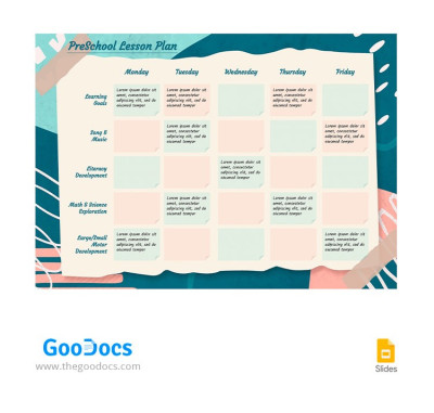 Colorful Preschool Lesson Plan Template