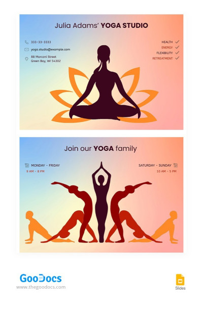 Cartão de visita colorido de ioga Modelo