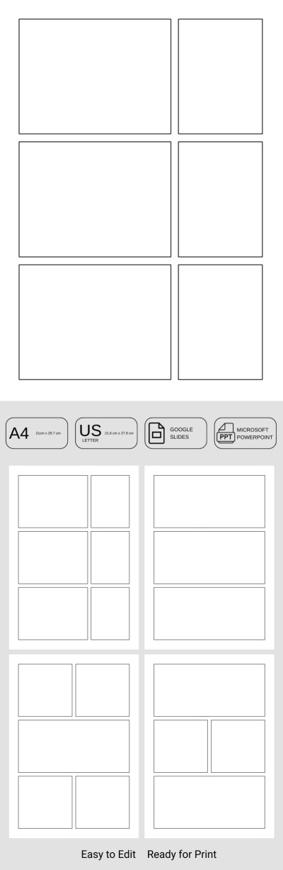 Modelo de Quadrinhos com Painéis Prontos Modelo