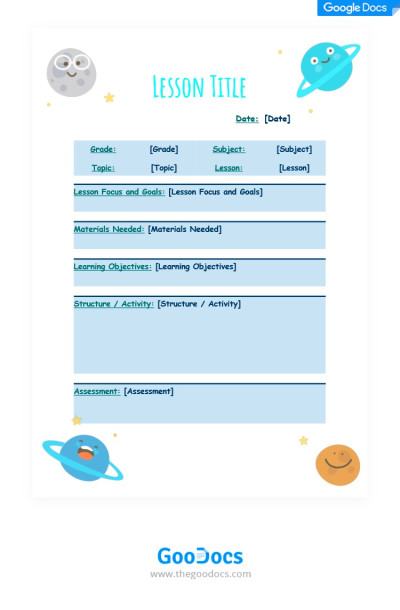 Comic Lesson Plan Template