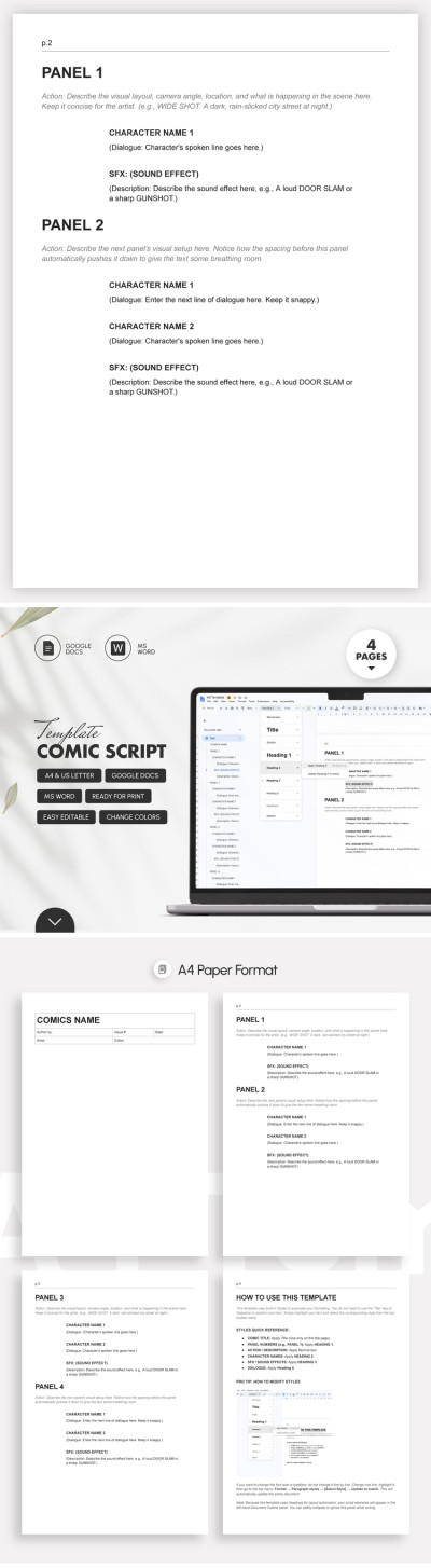 Comic Script Template Template