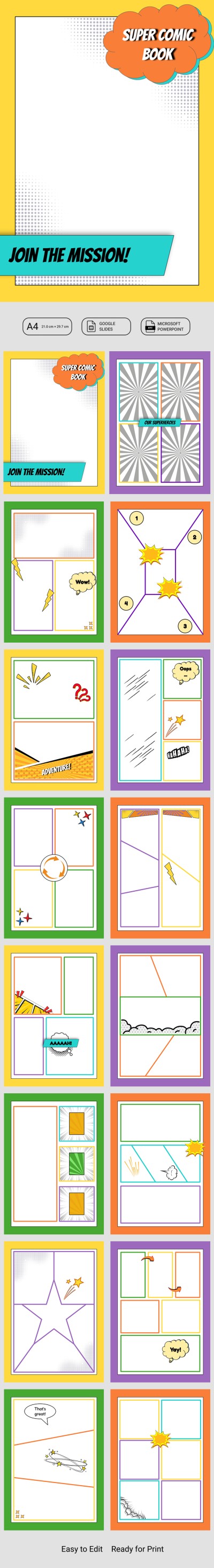 Comic Strip Template for Classroom Use