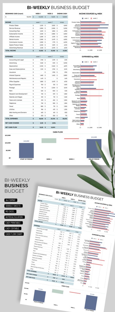 Complete Bi-Weekly Business Budget Template Template