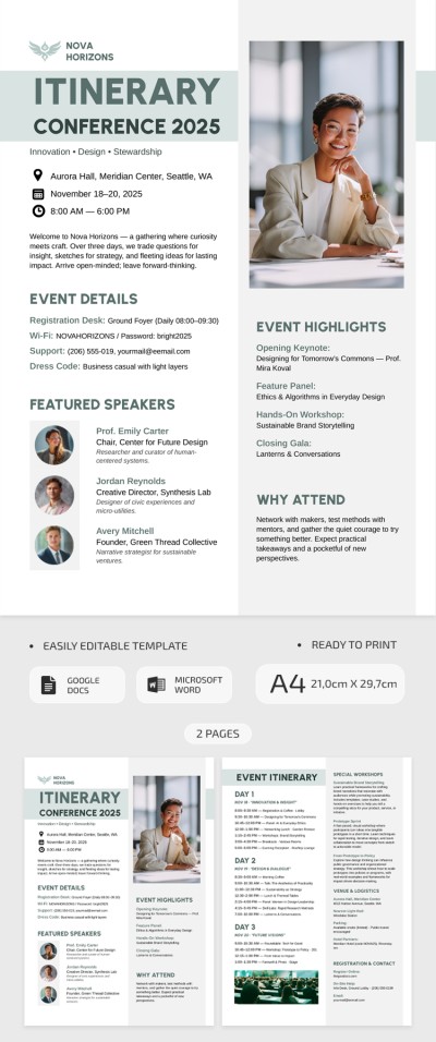 Conference Event Itinerary Template Template