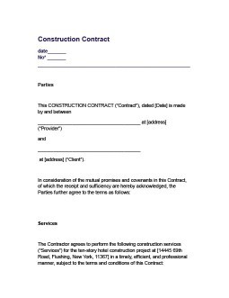 Contrato de Construção Modelo