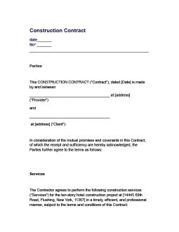 Construction Contract Template