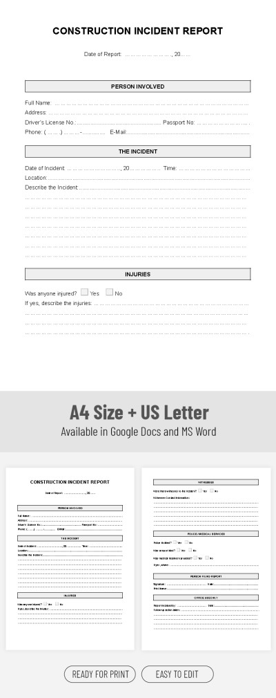 Baustelle Vorfallbericht Vorlage Vorlage